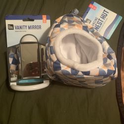 Bird Vanity Mirror And Perch Set