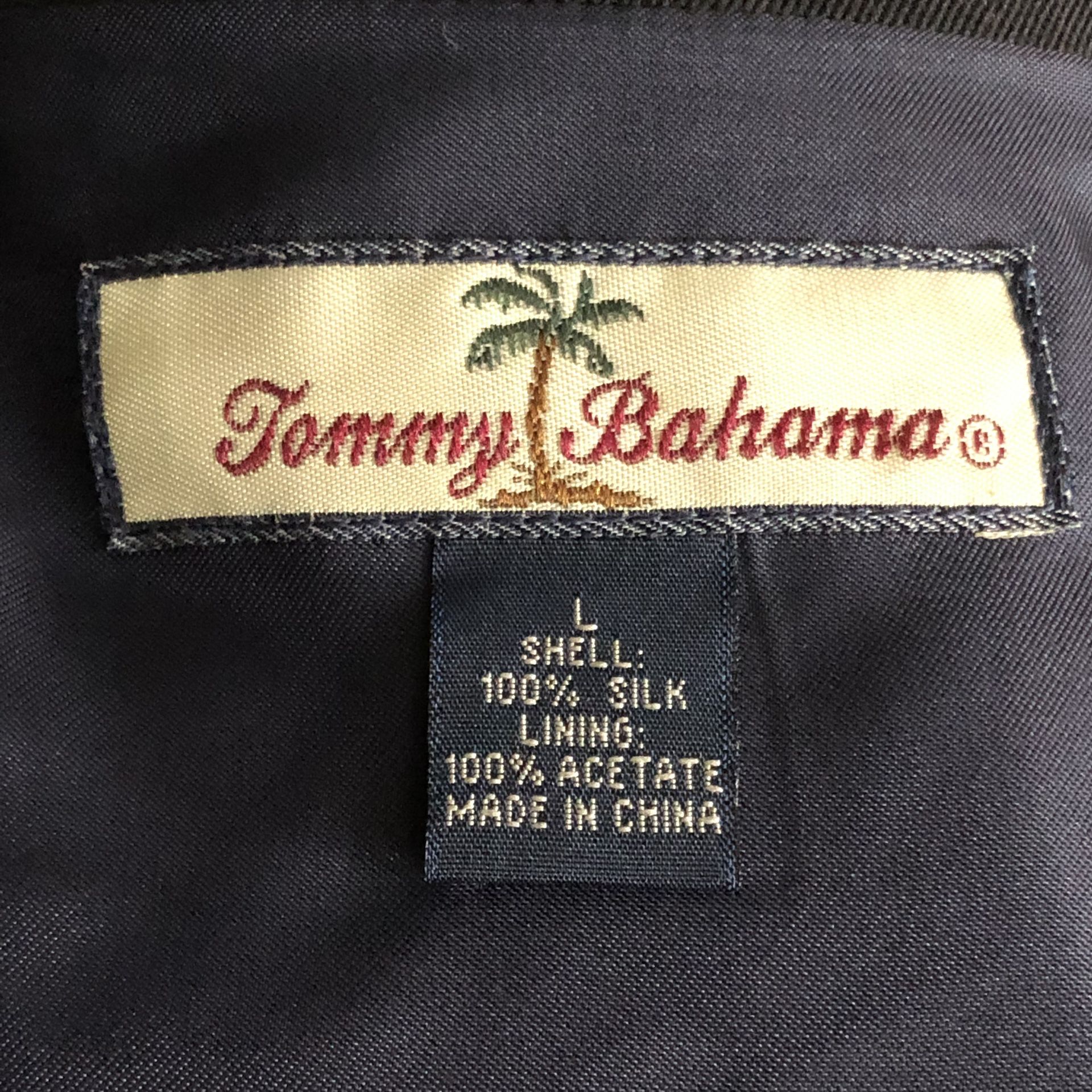 tommy bahama blazer sport coat size L silk black 3 button single vent. 