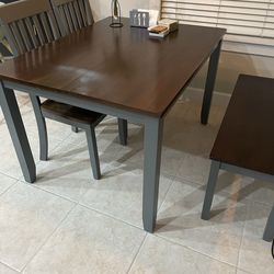Dining table + 2 chairs + long bench