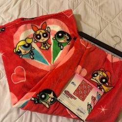 Powerpuff Girls Plush Fleece Blanket – Red | New w/ Tags 