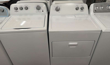 Whirlpool Top Load Washer + Electric Dryer Set – White, Simple Knob Controls
