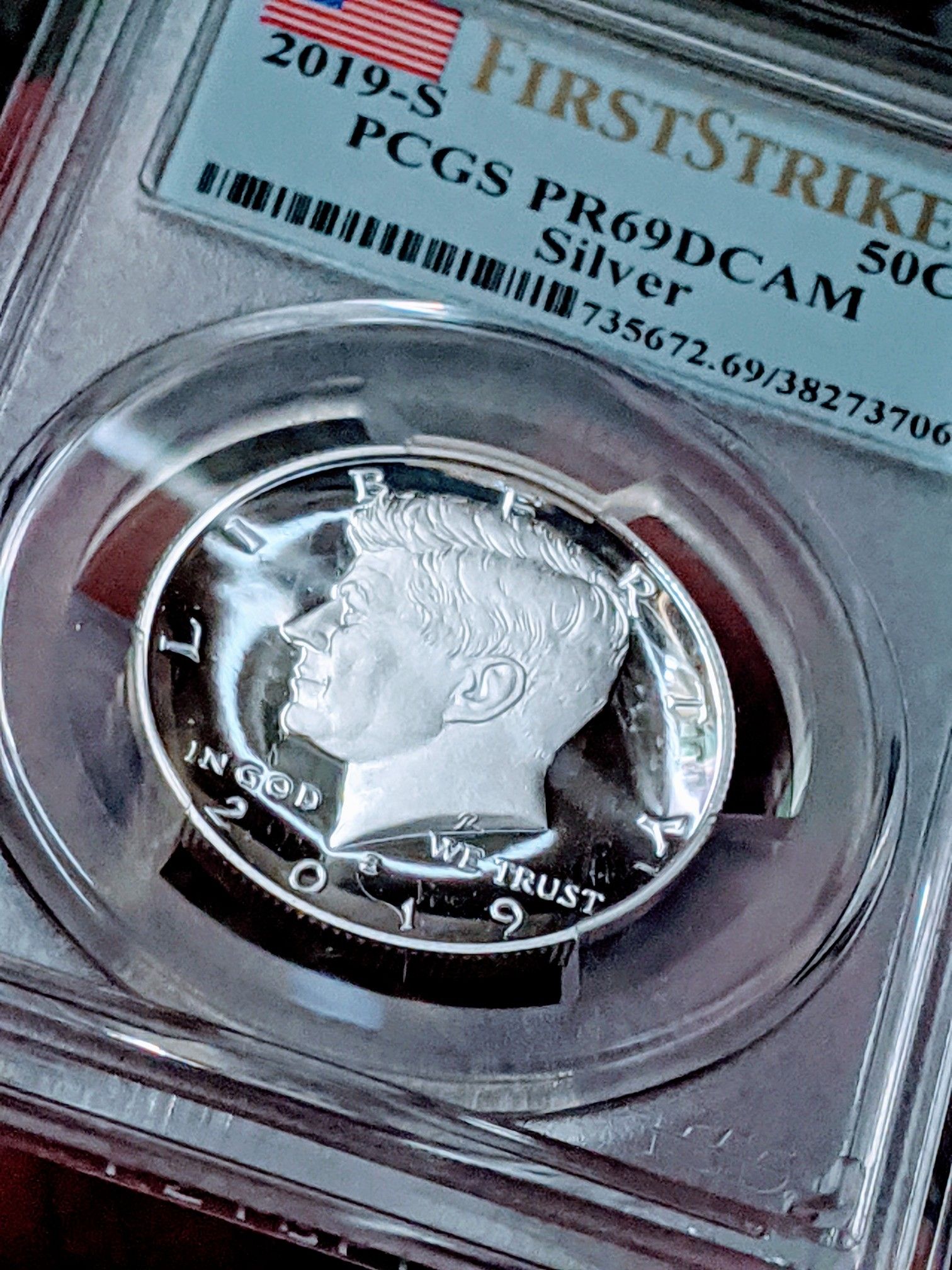 2019 Kennedy .999 Silver 50¢- PCGS PR-69 DCAM/1st Strike/Flag Label *HI-COLLECTOR PC*