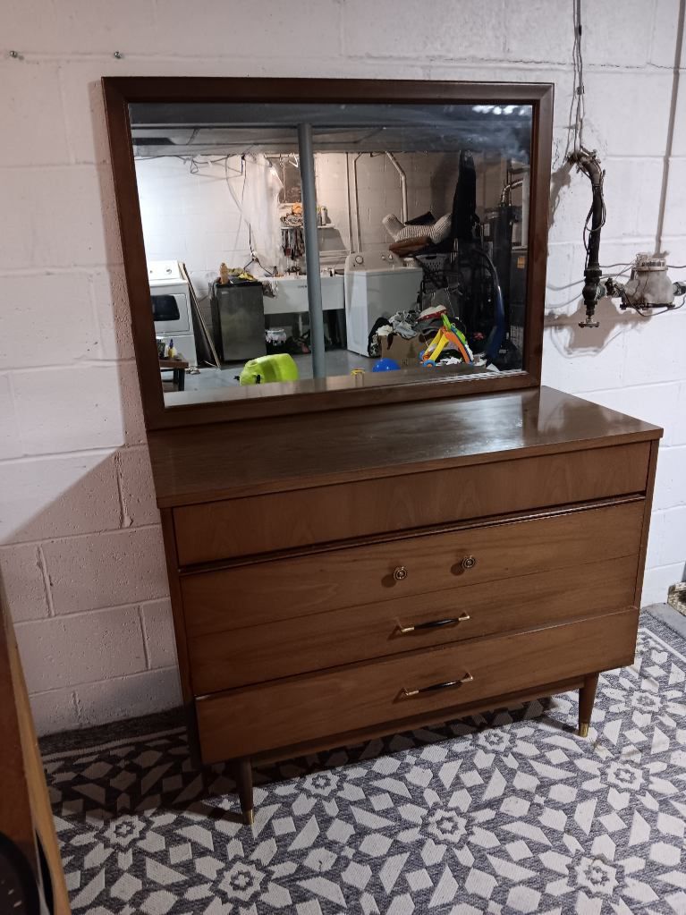 Vintage Broyhill Mid Century Modern Three Drawer Dresser with Mirror