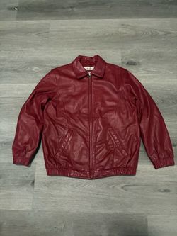 Vintage Preston & York Women's Dark Red Leather Bomber Zip Up Jacket