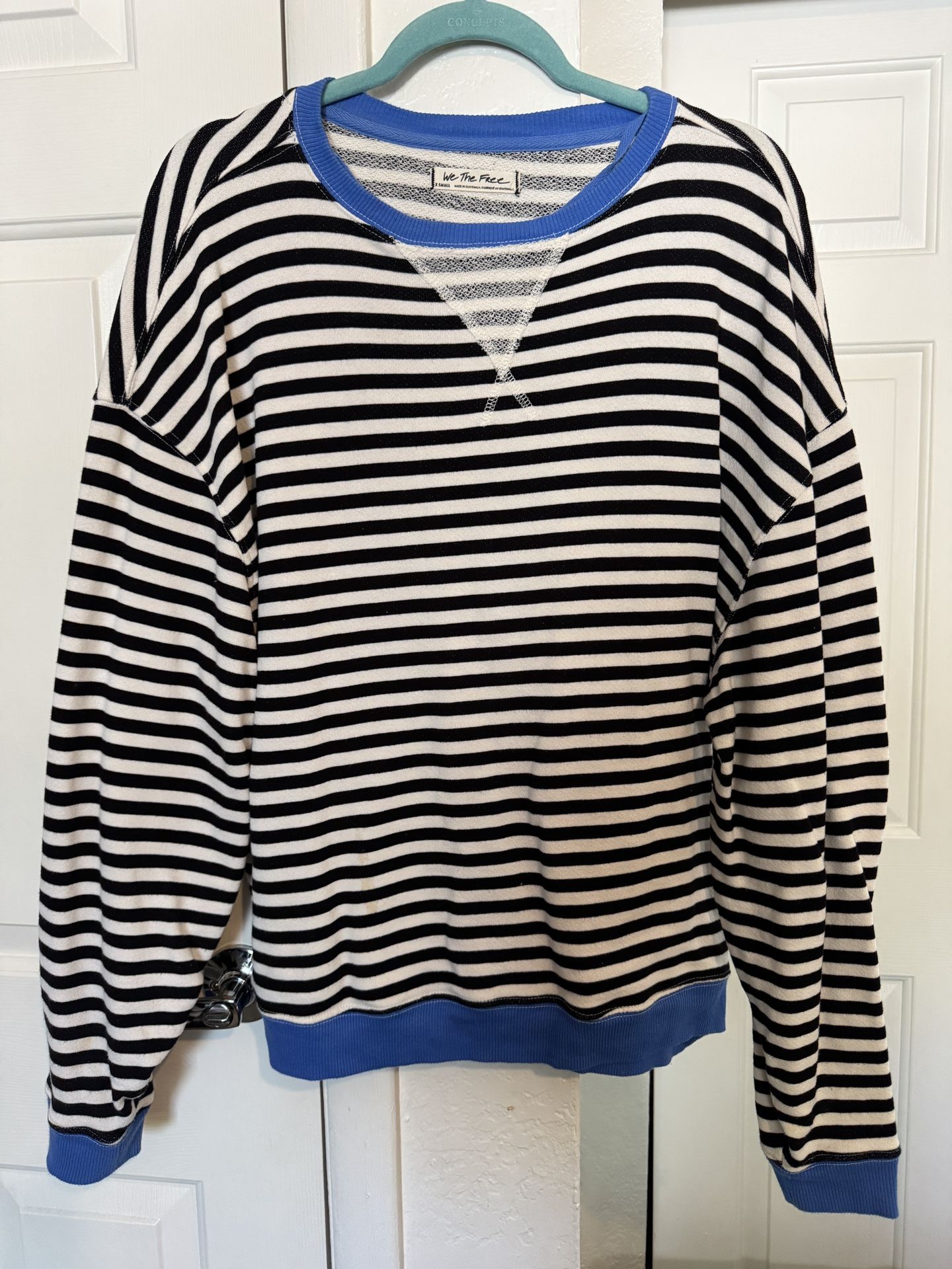 Free People Black and White Striped Top