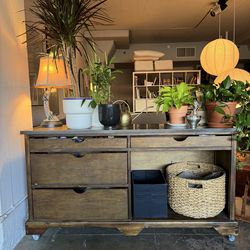 Wooden sideboard 60”x17”x32”(H)