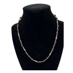 SILPADA Retired Vintage Almandine Red Garnet Beaded 925 Sterling Silver Necklace