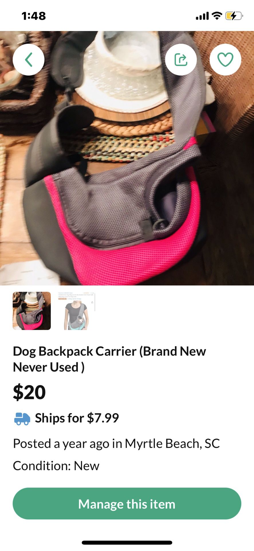 Dog Backpack Carrier (Brand New Never Used )