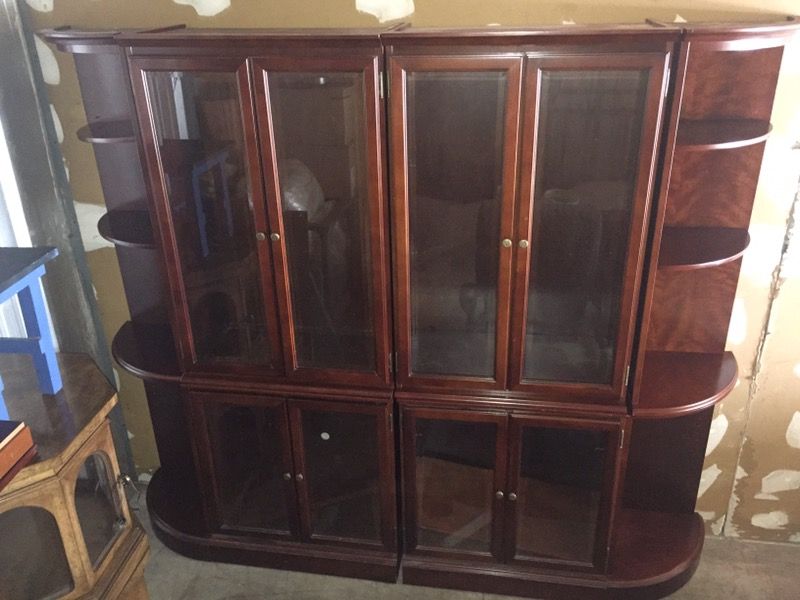 Bombay company 8pc wall unit Corner shelf & glass doors bookcase storage unit