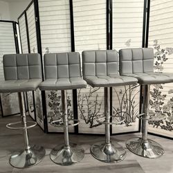 Modern Adjustable Gray Bar Stools – Set of 4