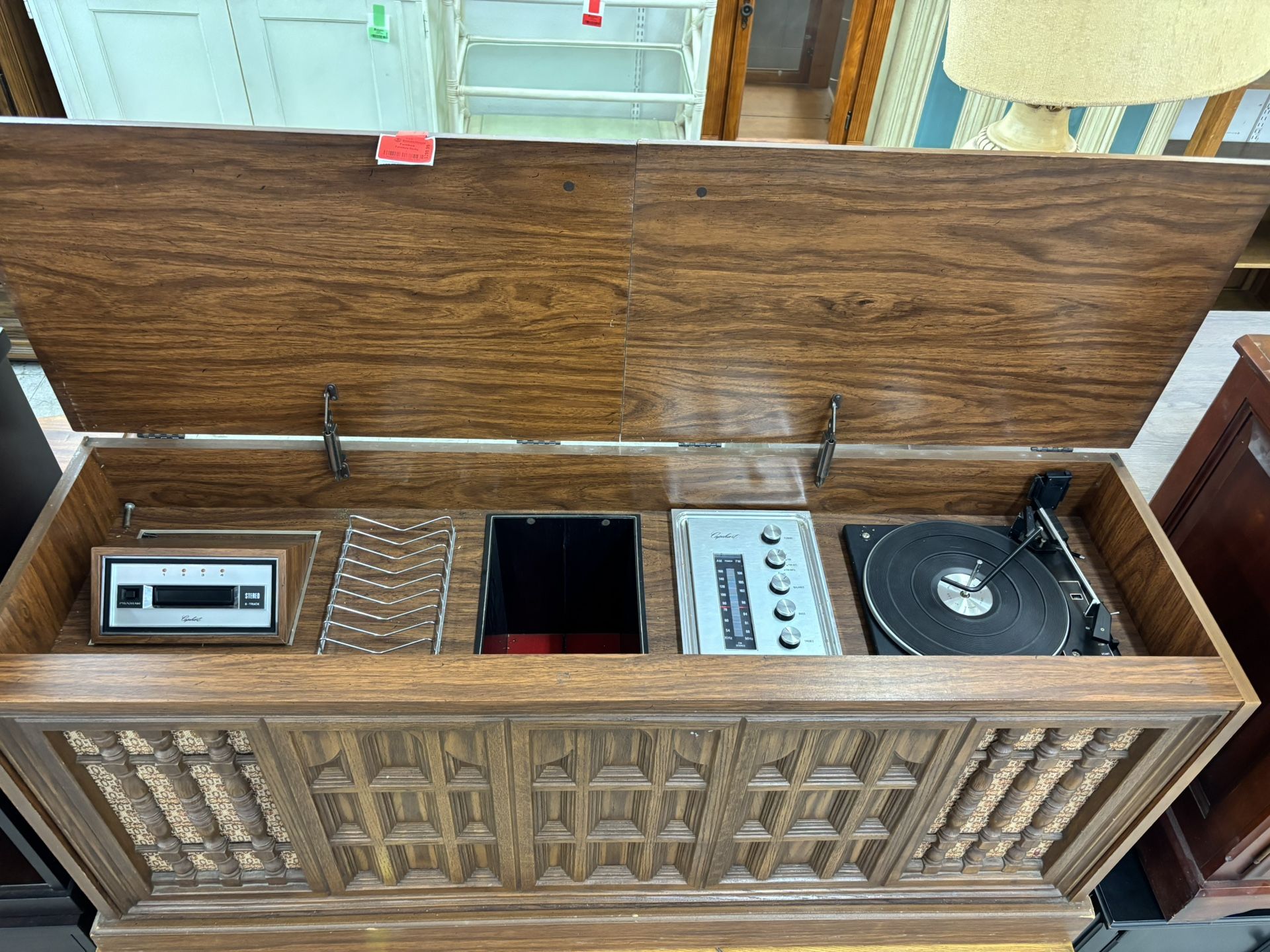 (Turns On) Exclusive Capehart Record Player & Stereo 8 Track Double All Wood