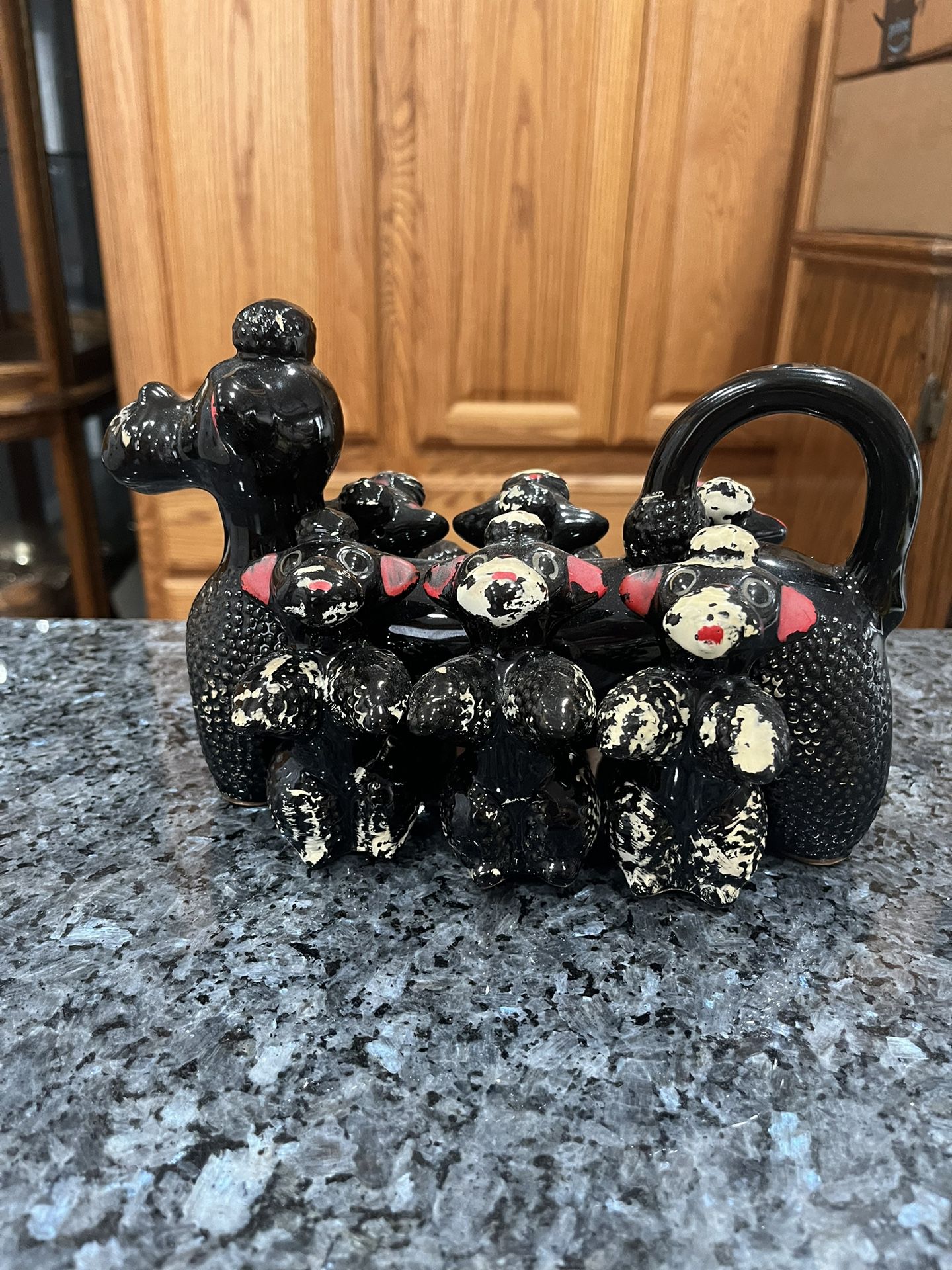  Vintage 1950s Japanese Poodle Spice Rack.  Preowned Some Paint Wear Due  To Age.  