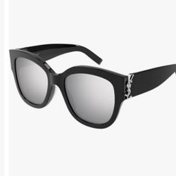 YSL Used Silver Mirrored Sunglasses 