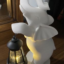 White Elephant Lantern Statue – Lighted Garden Decor – LED Indoor/Outdoor
