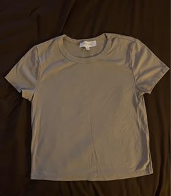 Brown Ribbed Crop T-Shirt