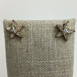 14K Yellow Gold Cubic Zirconia Star Earrings 