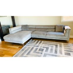 🔥 SALE Modern Style sectional sofa couch Grey Velvet with Chrome legs 