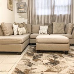 New Sectional Sofa Couch With Ottoman (new In 3 Boxes)
