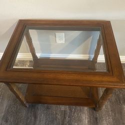 Glass Top Wood Table