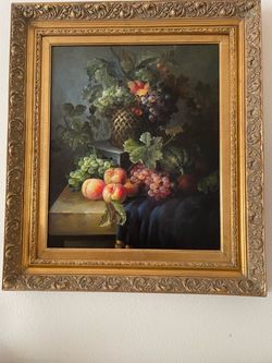 Oil on Canvas Painting - Fruits in Weaved Basket
