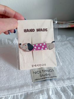 Cute dog with pink shirt hair clip 