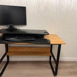 Desk and Adjustable Standing Desk Converter