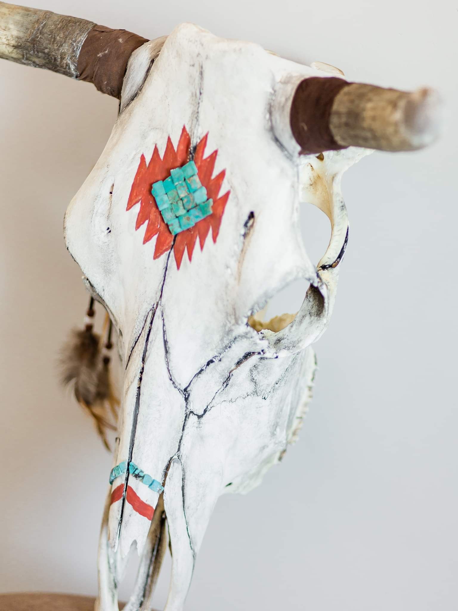 Hand painted western cow skull