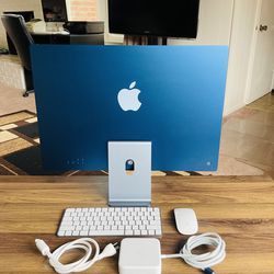 2021 Blue Apple iMac M1 24” 8gb 256gb (8-core cpu, 8-core gpu)
