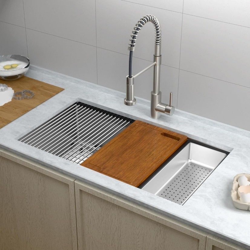 Kitchen Undermount Sink, TECASA 33 Inch Drop-in Basin with Faucet Combo