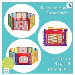 Toddleroo by North States Superyard Colorplay Ultimate 2 Panel Extension, Made in USA: Increases play space up to 34.4 sq. ft. (Adds 64”, Multicolor) 