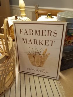 Farmers Market Woodblock Art Decor