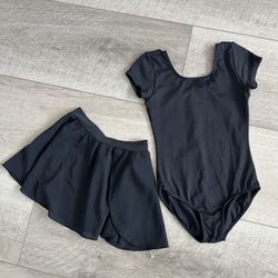 Leotard - Black toddler leotard with removable skirt - short sleeve size 6x - 7   