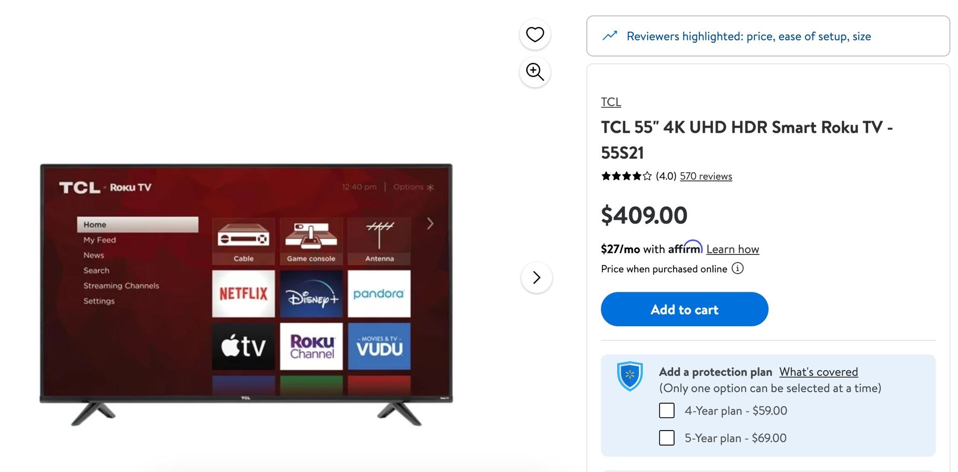 TCL 55’’ 4K UHD HDR Smart Roku TV