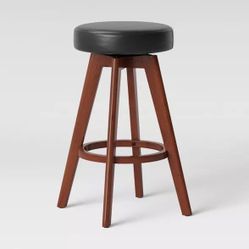 Banning Modern Round Swivel Counter Height Barstool Espresso Faux Leather - Project 62™