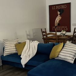 Blue Velvet Sectional Couch