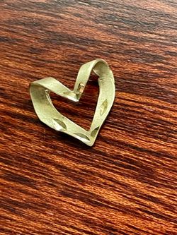 14k Brushed Gold Open Heart Pendant - $50