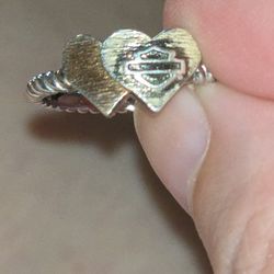Harley-Davidson Sterling Silver Double Heart Ring | Small / Pinky Size