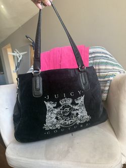 RARE Vintage Juicy Couture Black Velour Large Pet Carrier Scottie Dog Bling