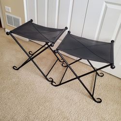 LEATHER & WROUGHT IRON FOLDING CHAIRS - LN