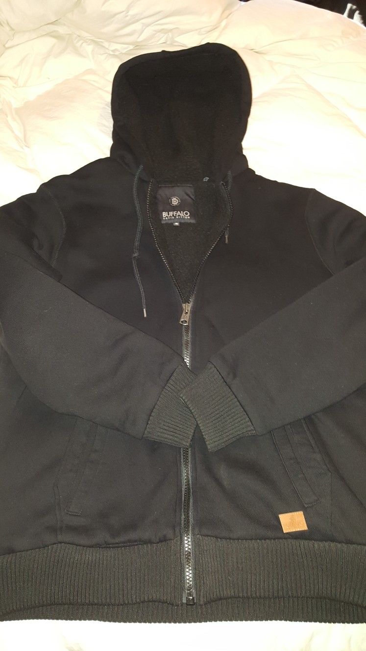 Buffalo David button sherpa zip up hoodie
