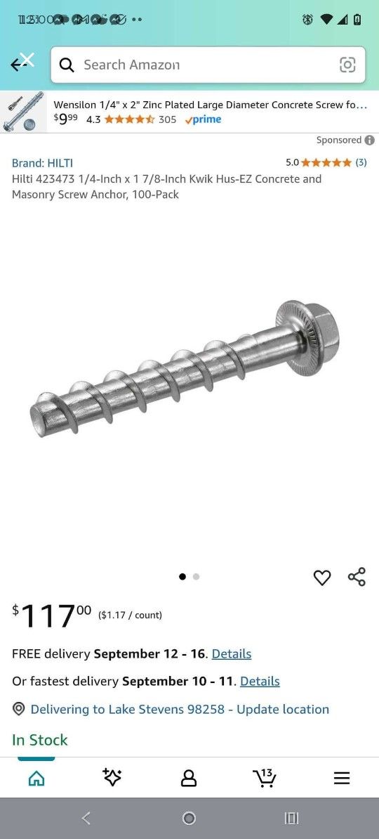 Hilti Concrete Screws