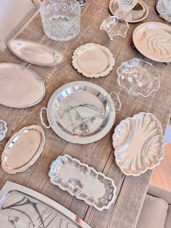 Assorted Vintage Silver Tray Collection