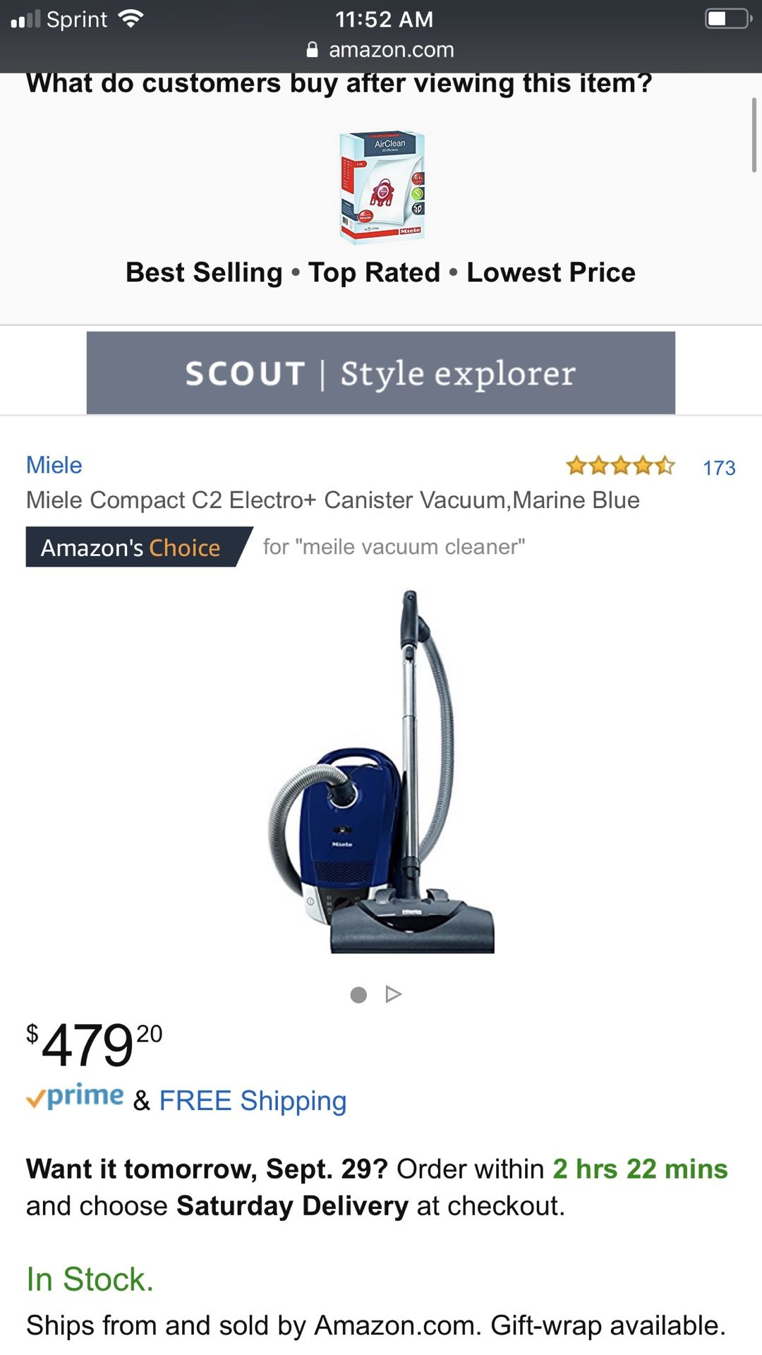 Miele compact c2 electro +canister vacuum Marine Blue