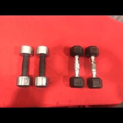 Dumbbells Bar bells Exercise weights gym weight 2 sizes 8 pound and 5 pound sold by the each