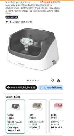 Ingenuity SmartClean Toddler Booster Seat – Slate