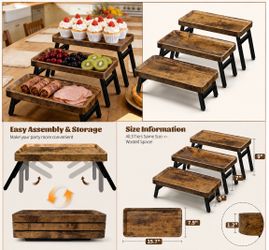 Cupcake Stand, 3 Tier Serving Tray, Foldable Tiered Tray Stand
