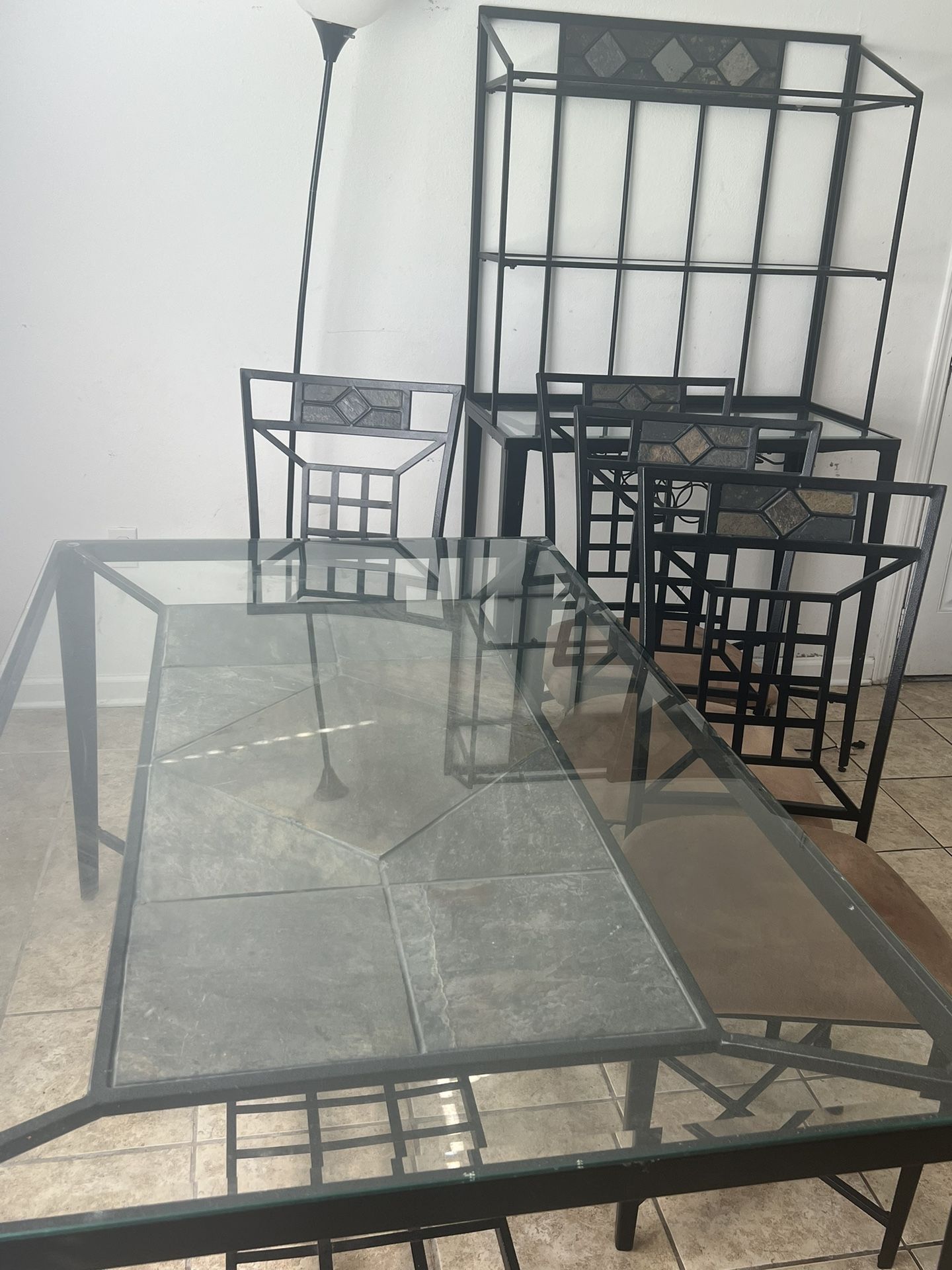 Glass  dining room Table And wine rack