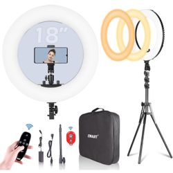 EMART 18-inch Ring Light with Stand, 65W Big Adjustable 3K LED Ringlight with Ultra-wide Lighting Area for Camera Photography, YouTube Videos,