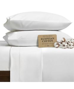 HYPREST Egyptian Cotton Sheets Queen Size - Queen Sheets Deep Pocket Cotton 18 Inch, Luxury Soft & Crisp Bed Sheets Set, Durable Cooling Hotel Bedding