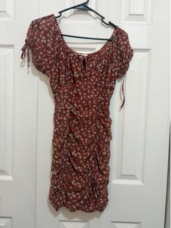 Ultra Flirt Pink Short Sleeved Sundress Dress with Flowers (M)